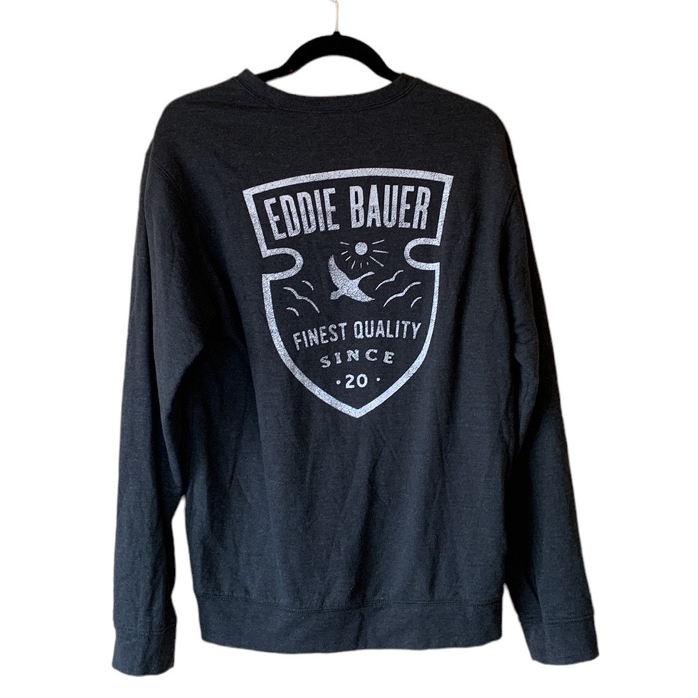 Eddie Bauer NWOT Men's Graphic Print Crew Neck Sweatshirt Grey Size Medium
